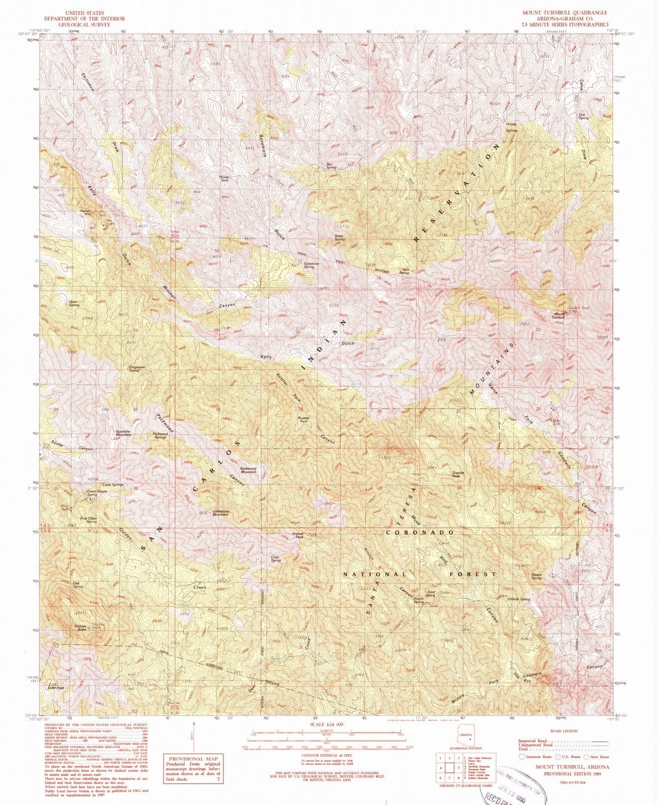 1989 Mount Turnbull, AZ - Arizona - USGS Topographic Map