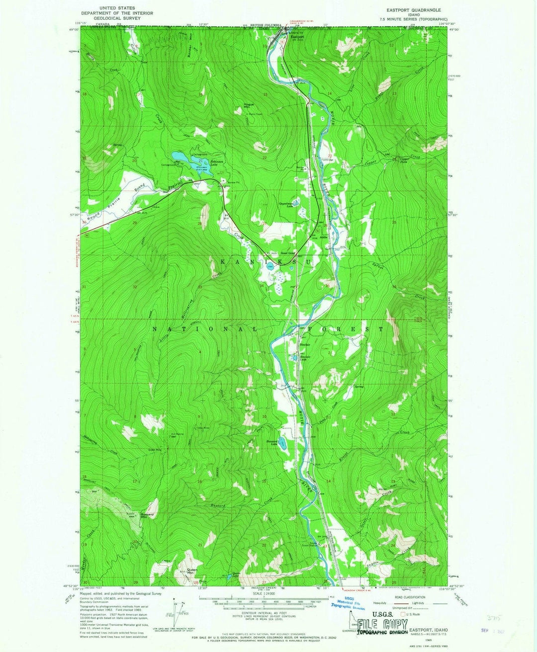 1965 Eastport, ID - Idaho - USGS Topographic Map