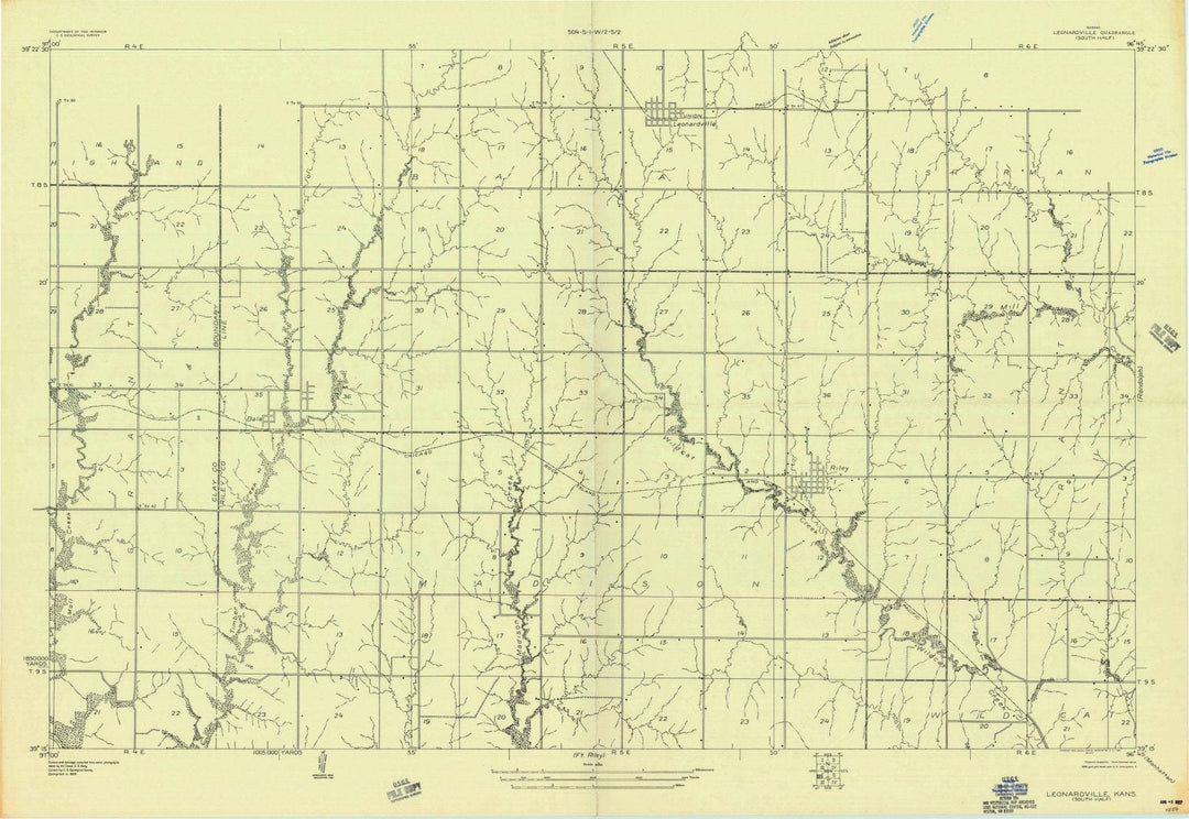 1957 Leonardville, KS - Kansas - USGS Topographic Map