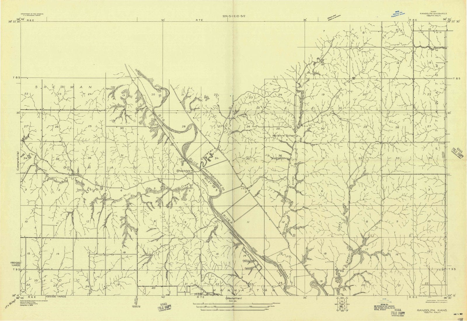 1957 Randolph, KS - Kansas - USGS Topographic Map