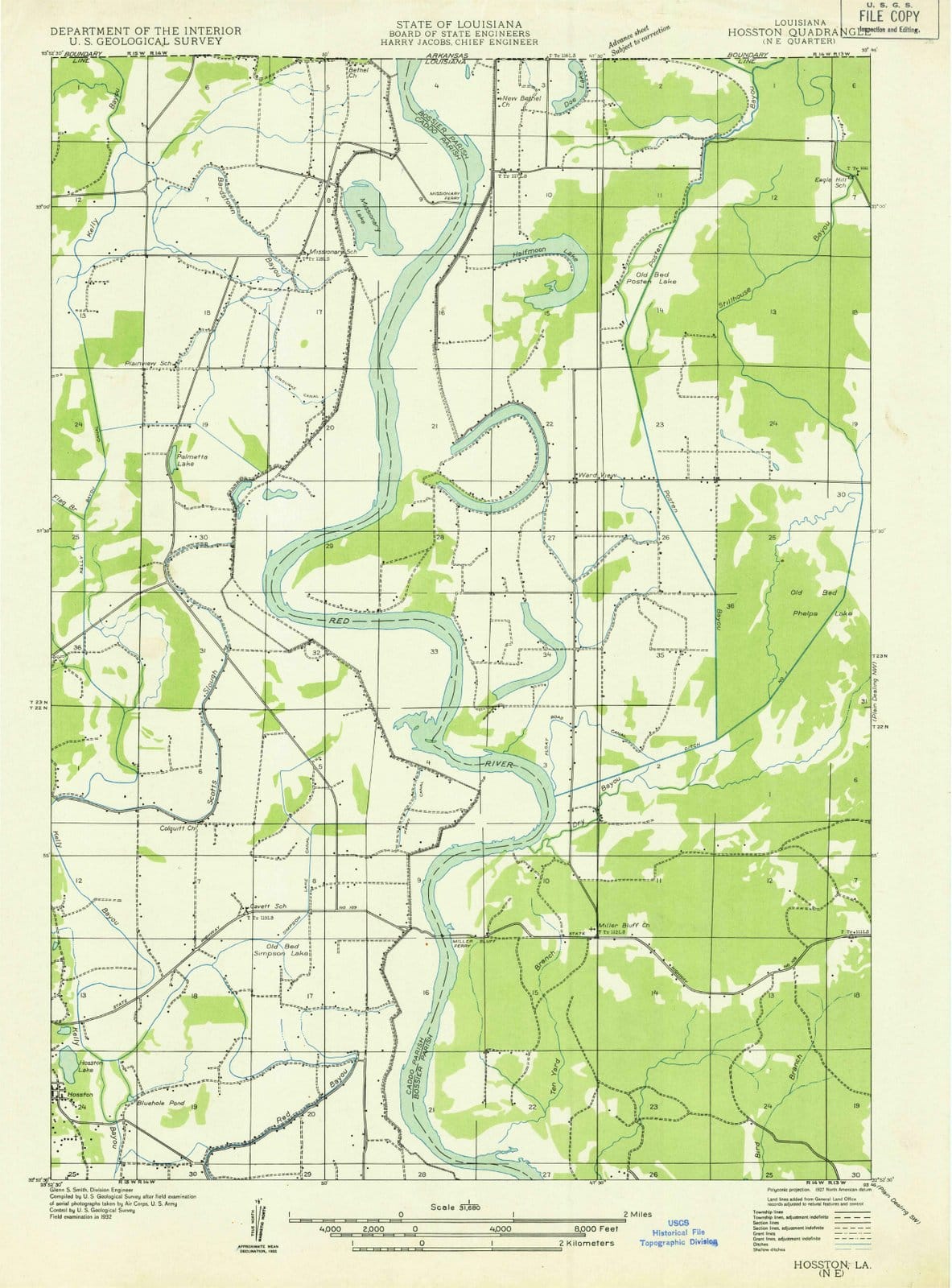 1932 Hosston, LA - Louisiana - USGS Topographic Map