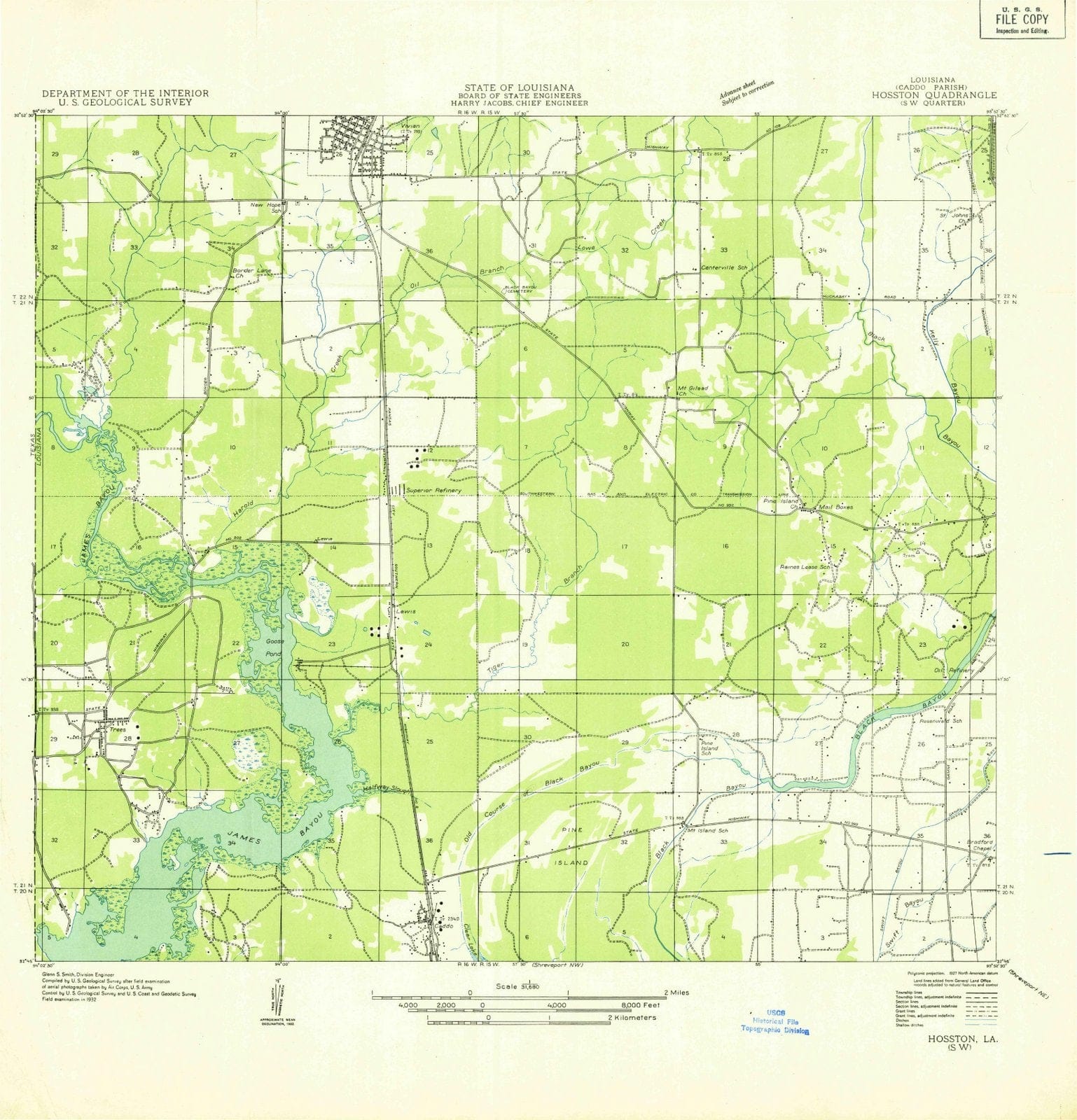 1932 Hosston, LA - Louisiana - USGS Topographic Map v3