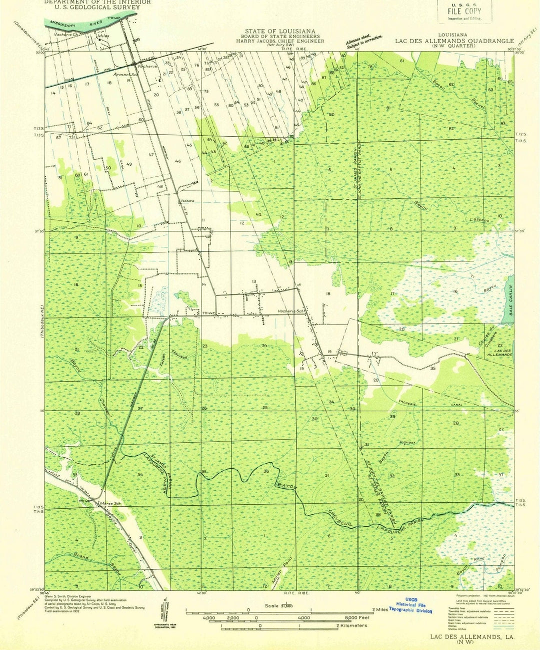 1932 Lac Des Allemands, LA - Louisiana - USGS Topographic Map v4