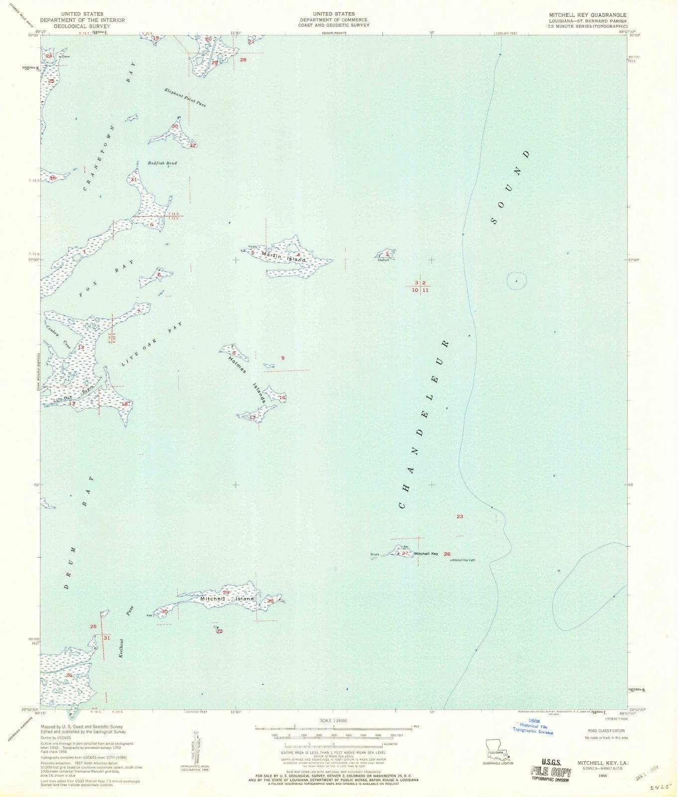 1955 Mitchell Key, LA - Louisiana - USGS Topographic Map