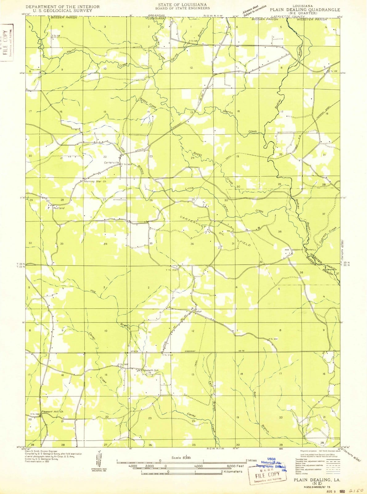 1950 Plainealing, LA - Louisiana - USGS Topographic Map v3