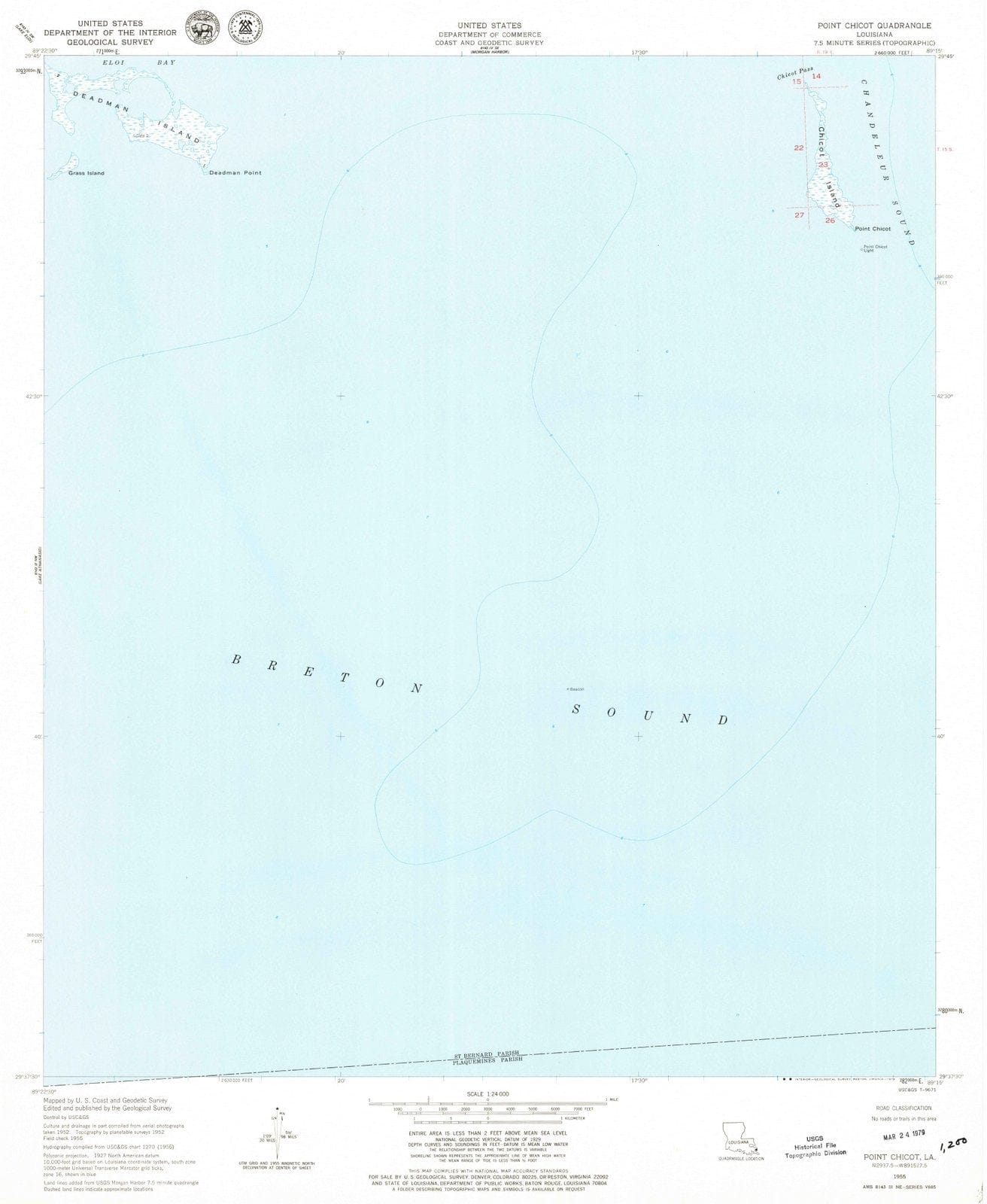 1955 Point Chicot, LA - Louisiana - USGS Topographic Map