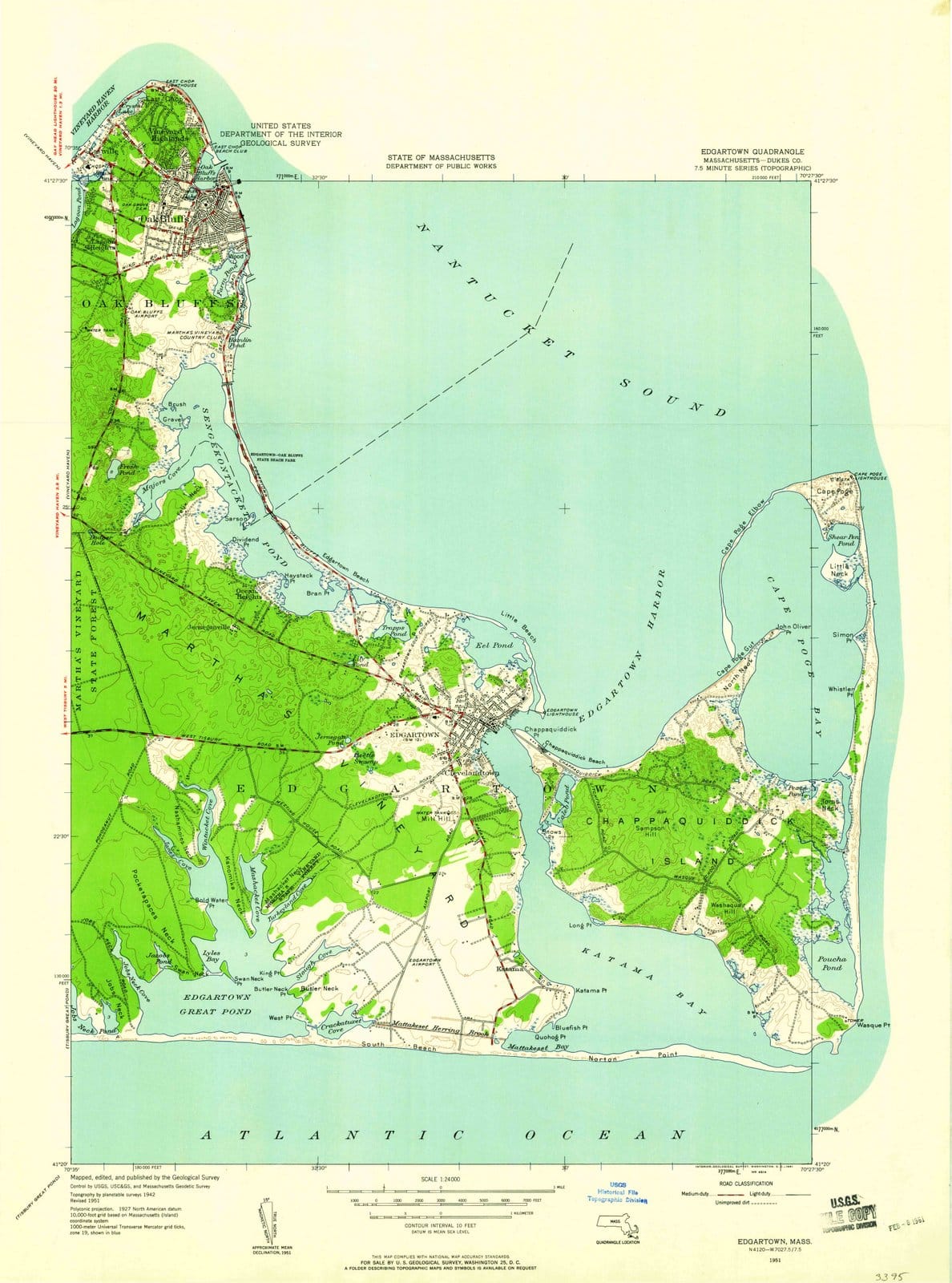 1951 Edgartown, MA - Massachusetts - USGS Topographic Map