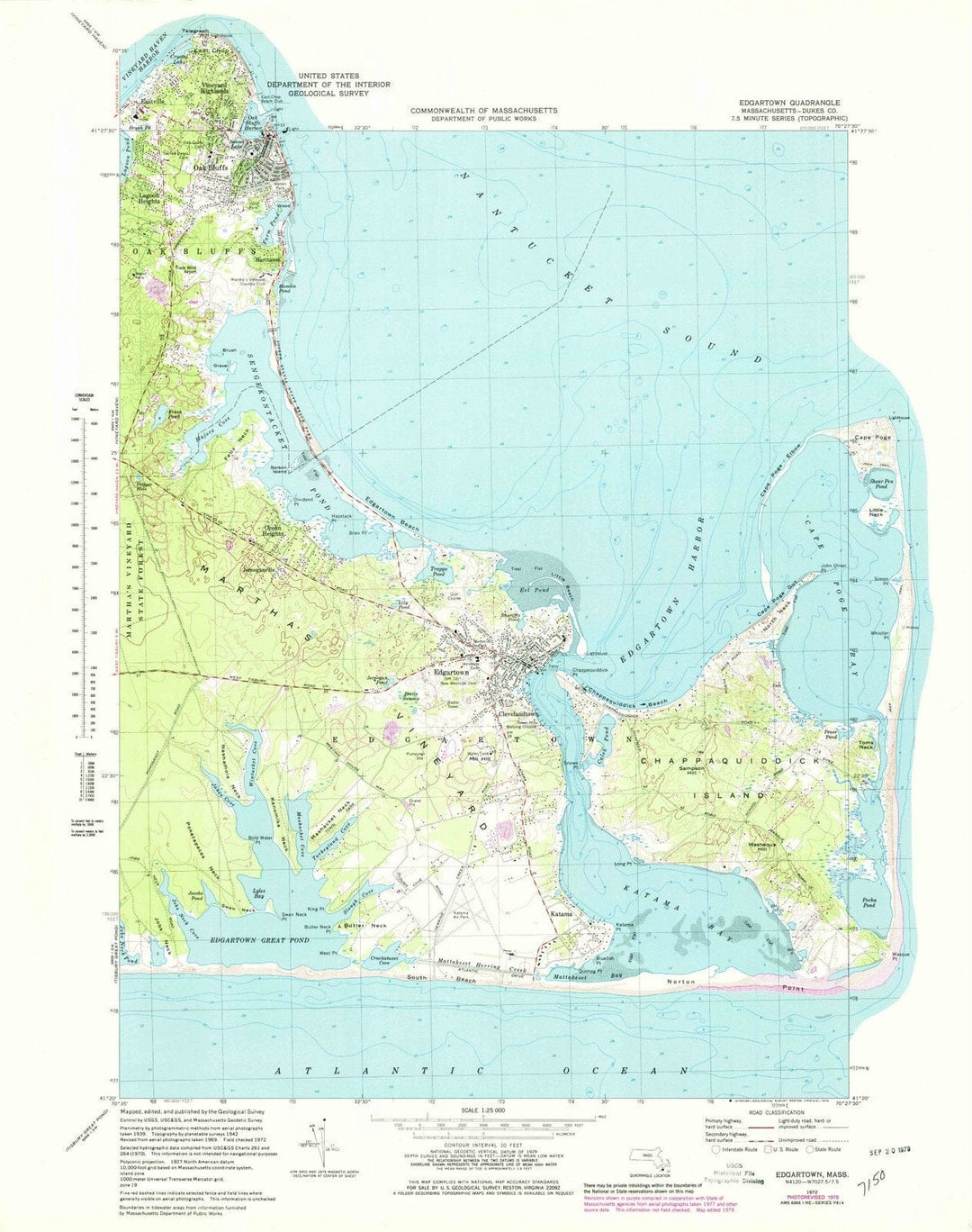 1972 Edgartown, MA - Massachusetts - USGS Topographic Map