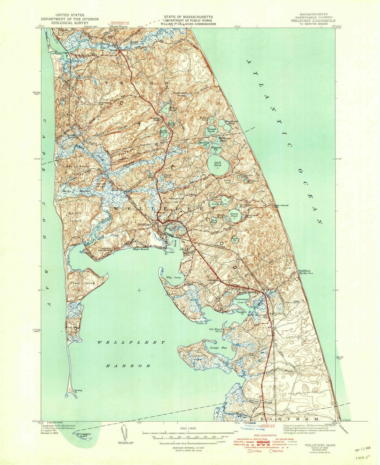 1944 Wellfleet, MA - Massachusetts - USGS Topographic Map