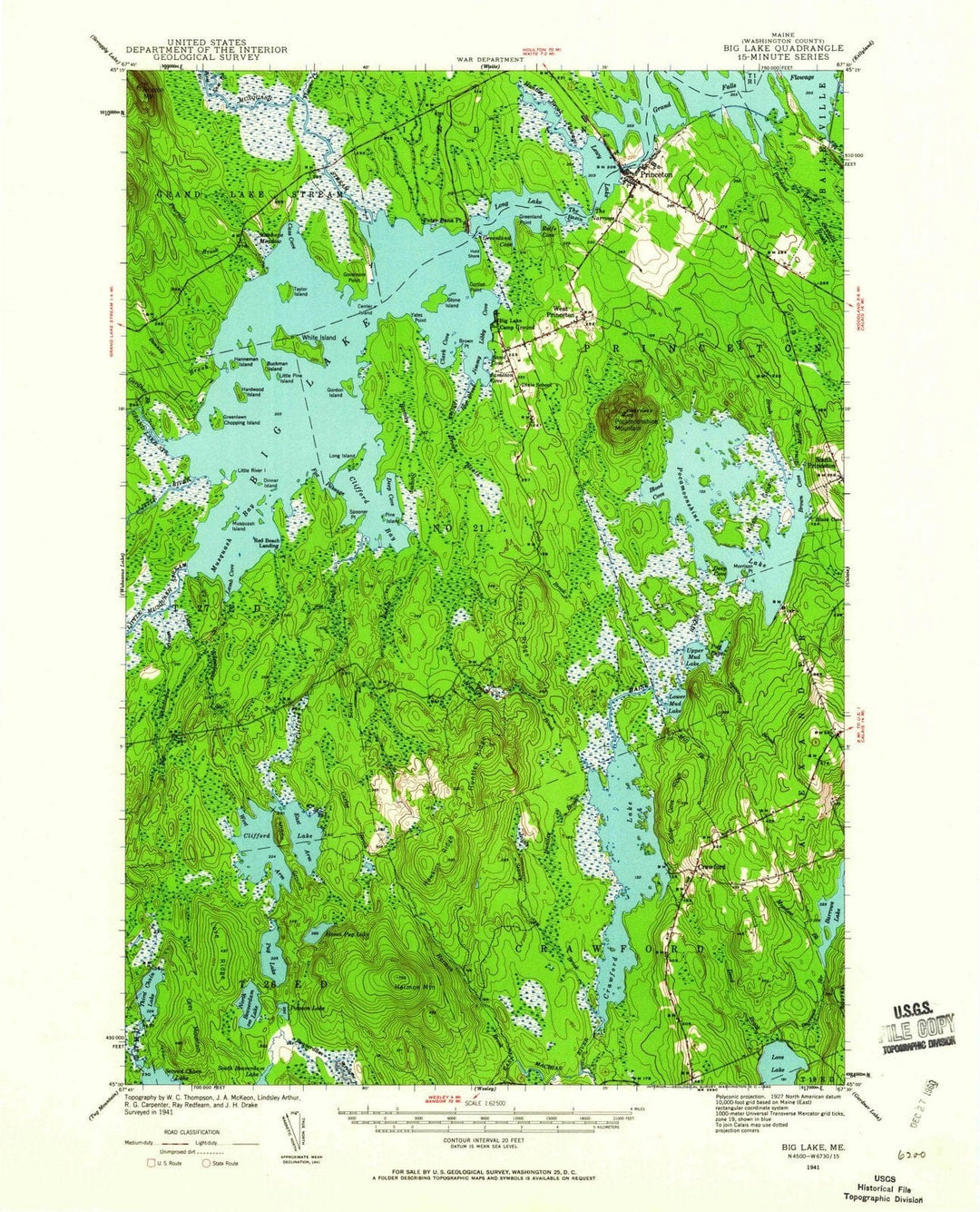 1941 Big Lake, ME - Maine - USGS Topographic Map