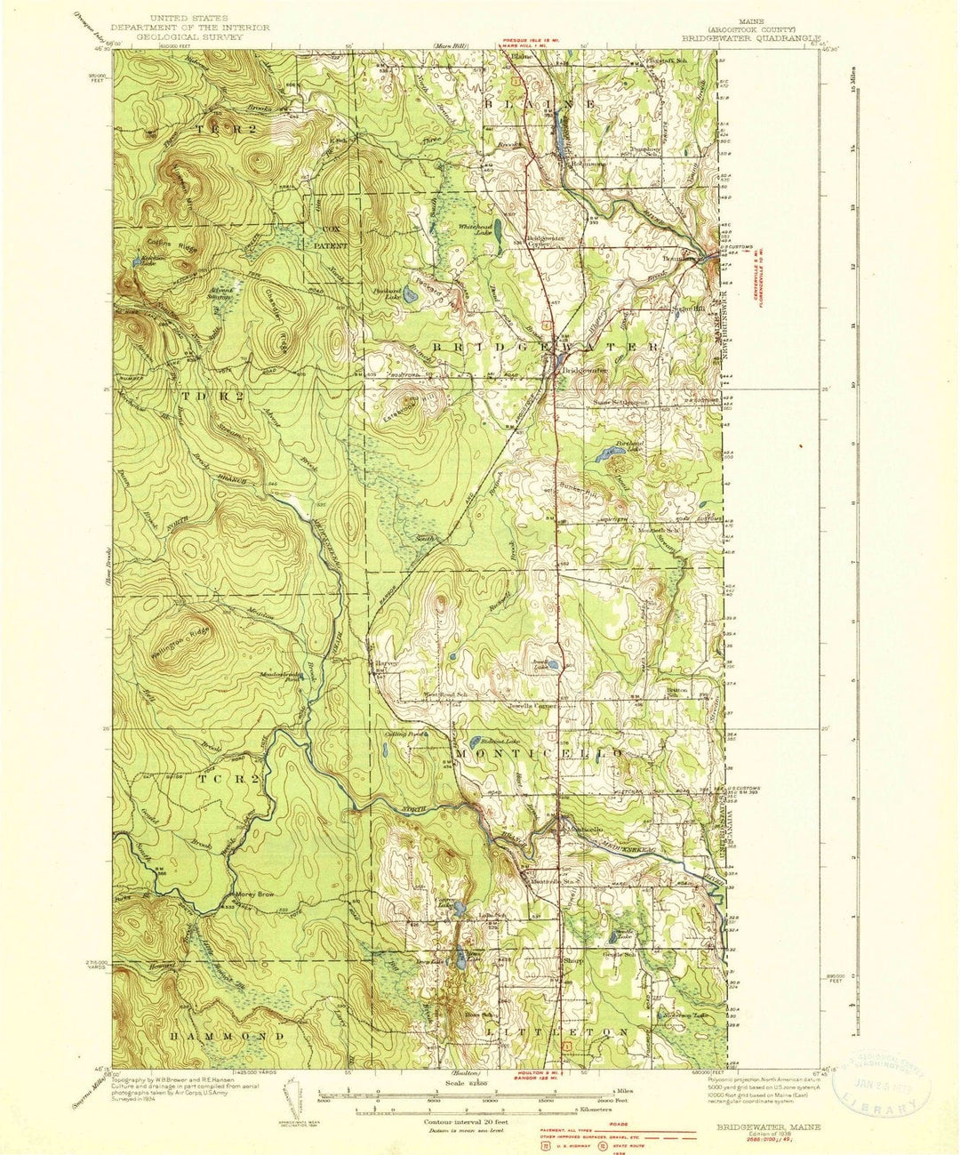 1938 Bridgewater, ME - Maine - USGS Topographic Map