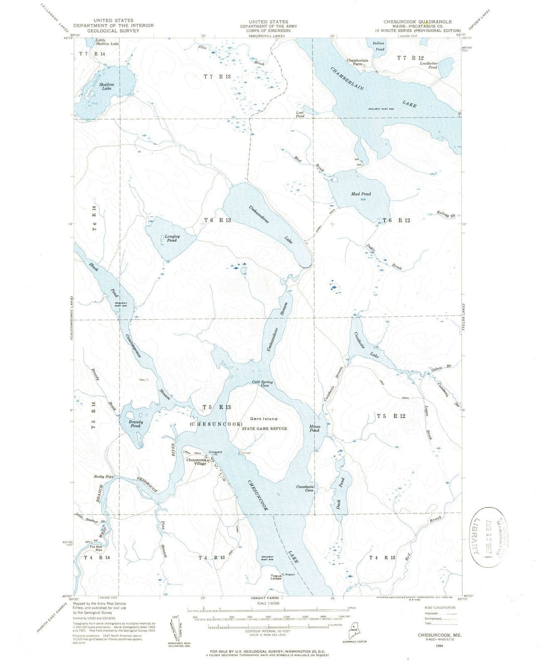 1954 Chesuncook, ME - Maine - USGS Topographic Map