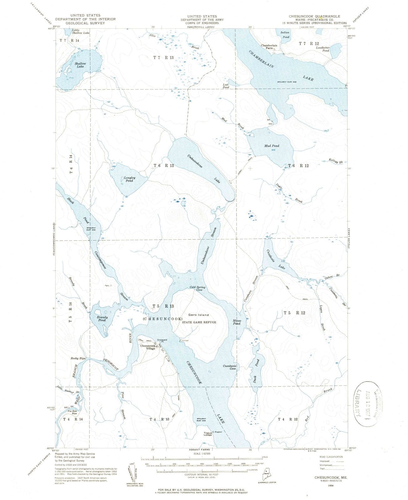 1954 Chesuncook, ME - Maine - USGS Topographic Map