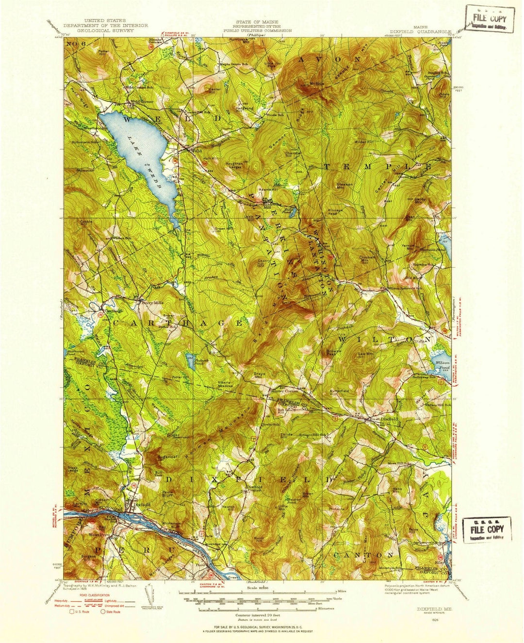 1926 Dixfield, ME - Maine - USGS Topographic Map