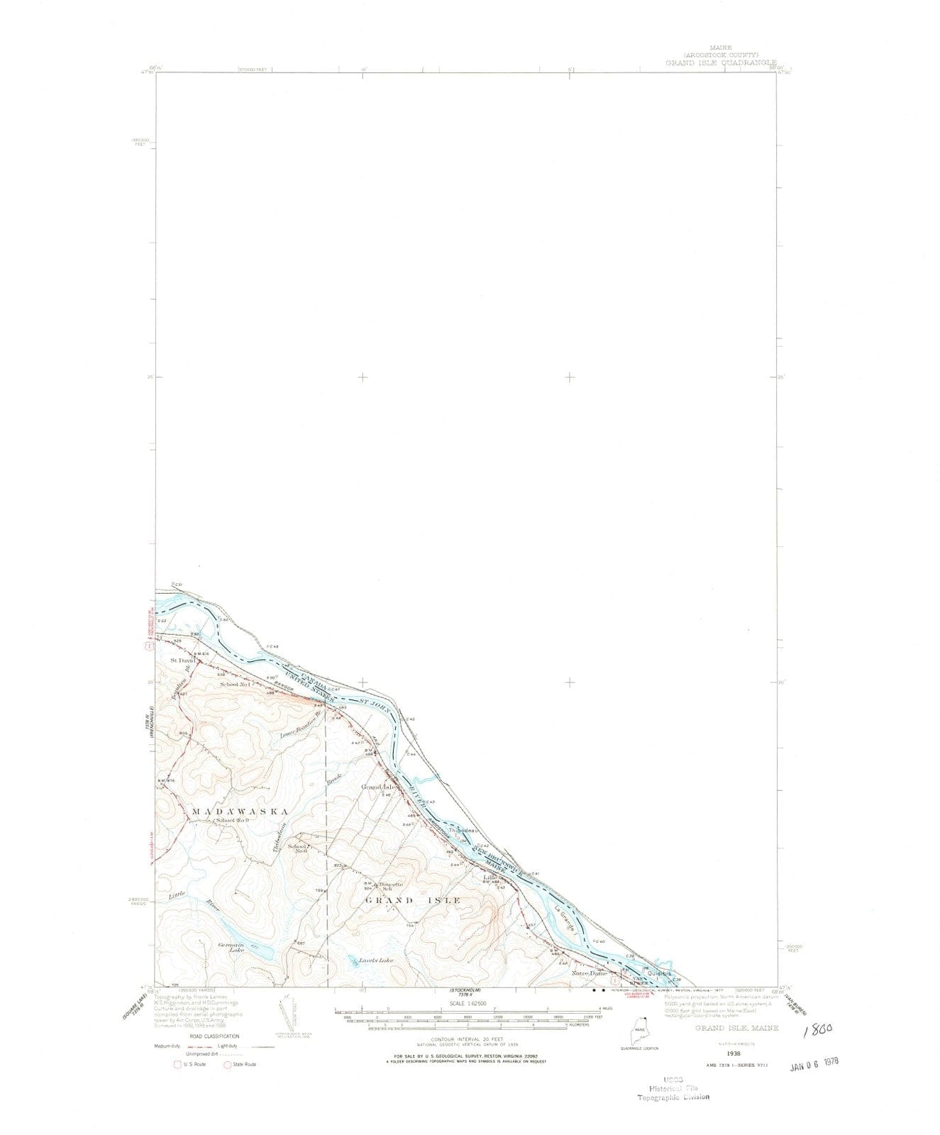 1938 Grand Isle, ME - Maine - USGS Topographic Map