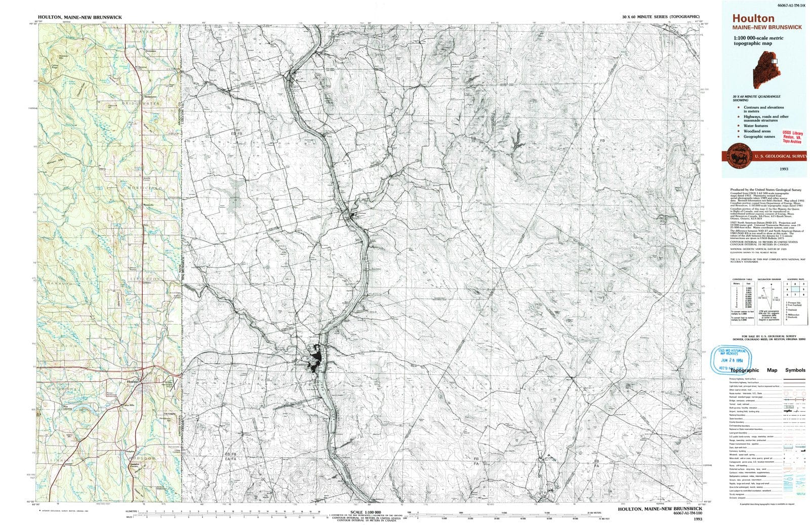 1993 Houlton, ME - Maine - USGS Topographic Map