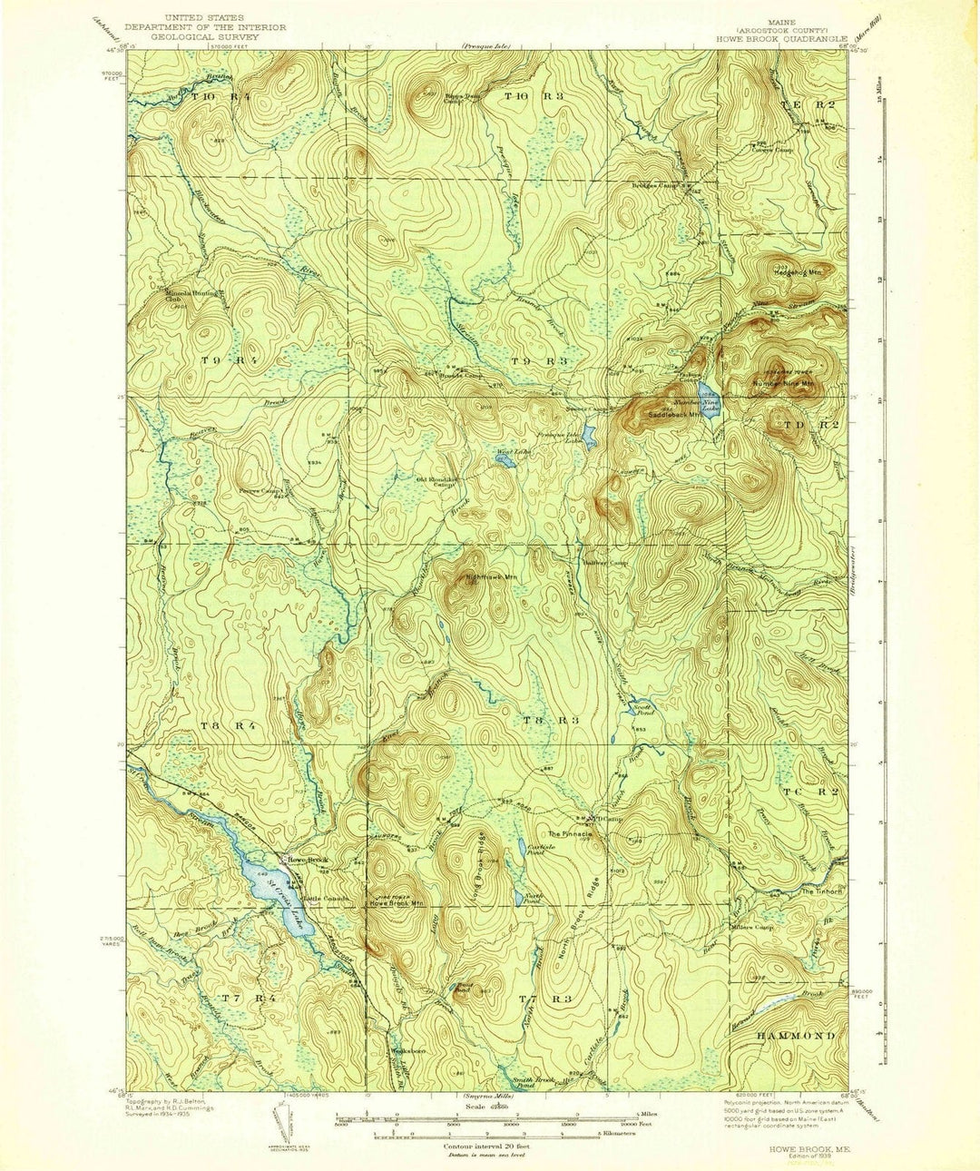 1939 Howe Brook, ME - Maine - USGS Topographic Map