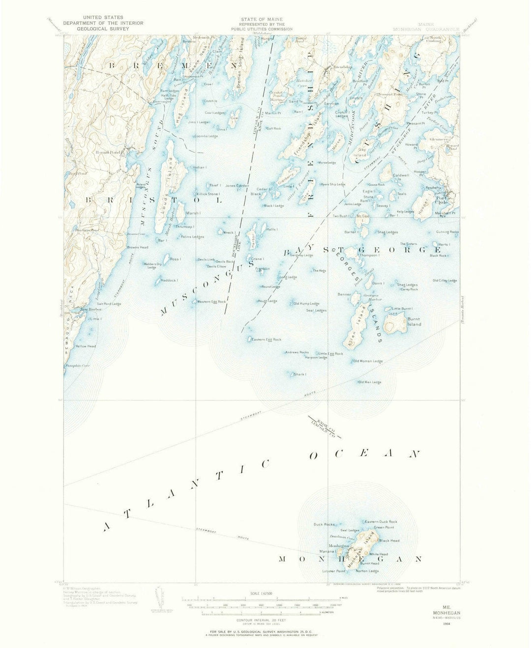 1904 Monhegan, ME - Maine - USGS Topographic Map