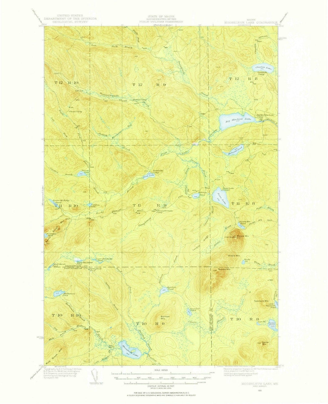 1931 Mooseleuk Lake, ME - Maine - USGS Topographic Map v2