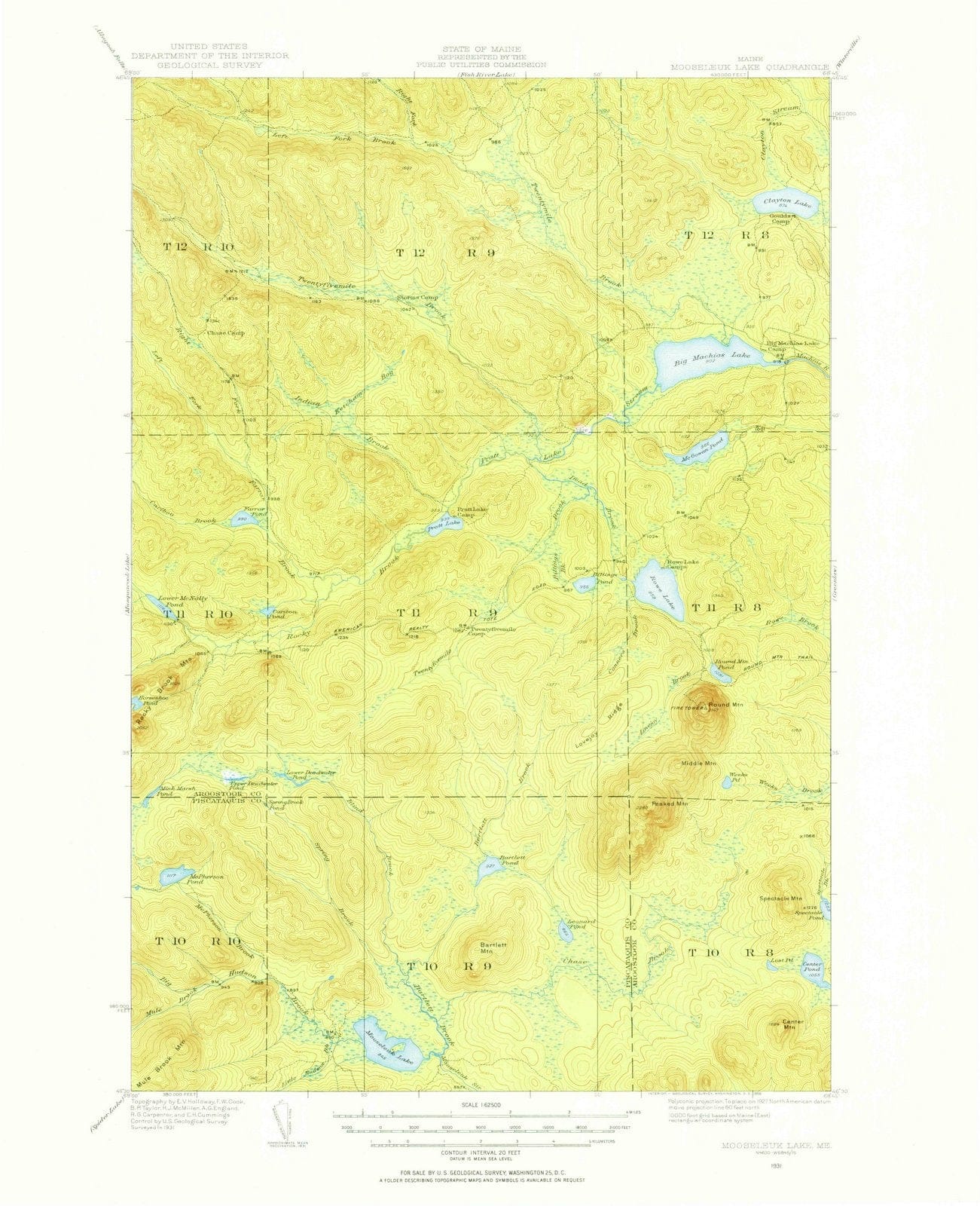 1931 Mooseleuk Lake, ME - Maine - USGS Topographic Map v2