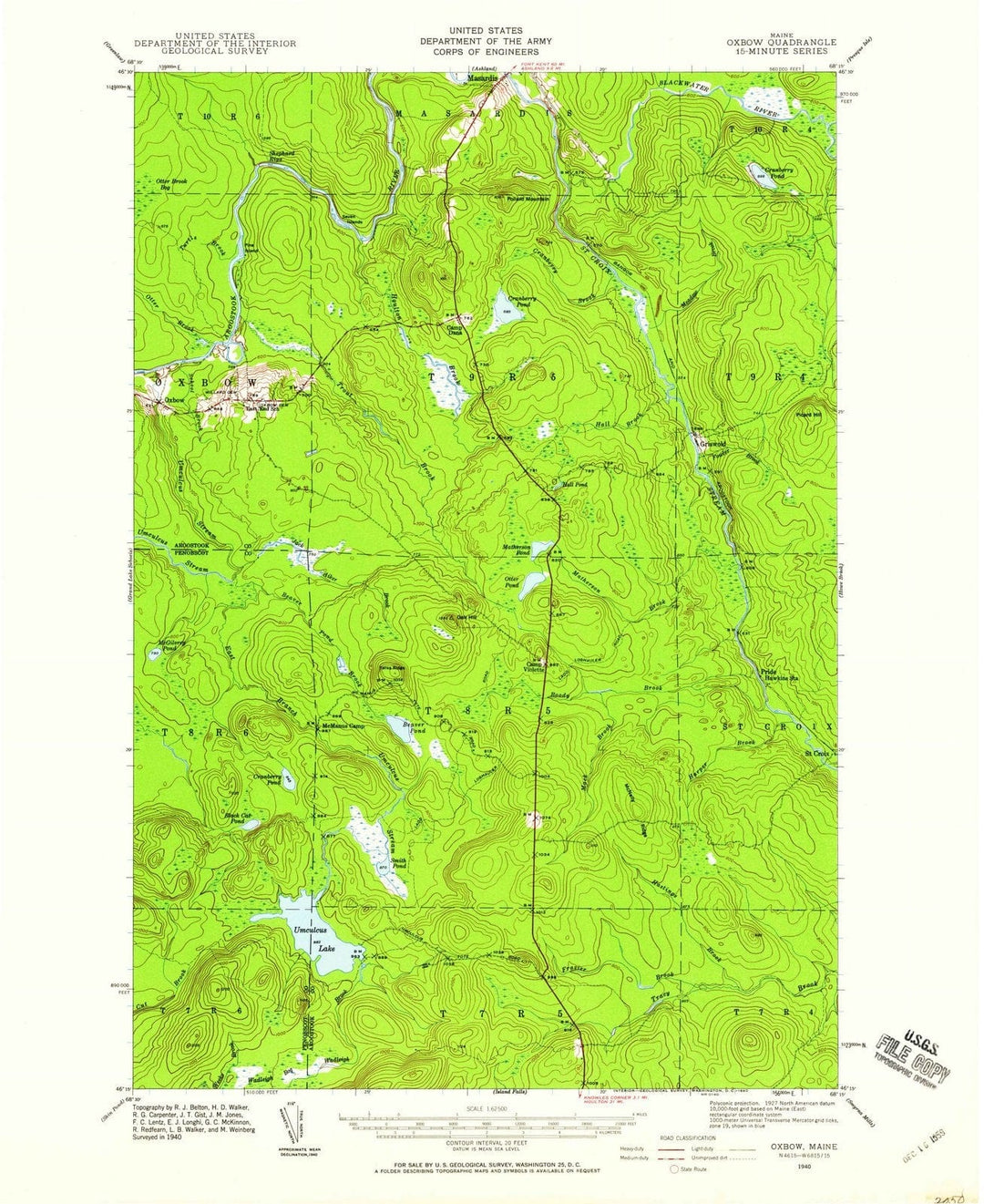 1940 Oxbow, ME - Maine - USGS Topographic Map