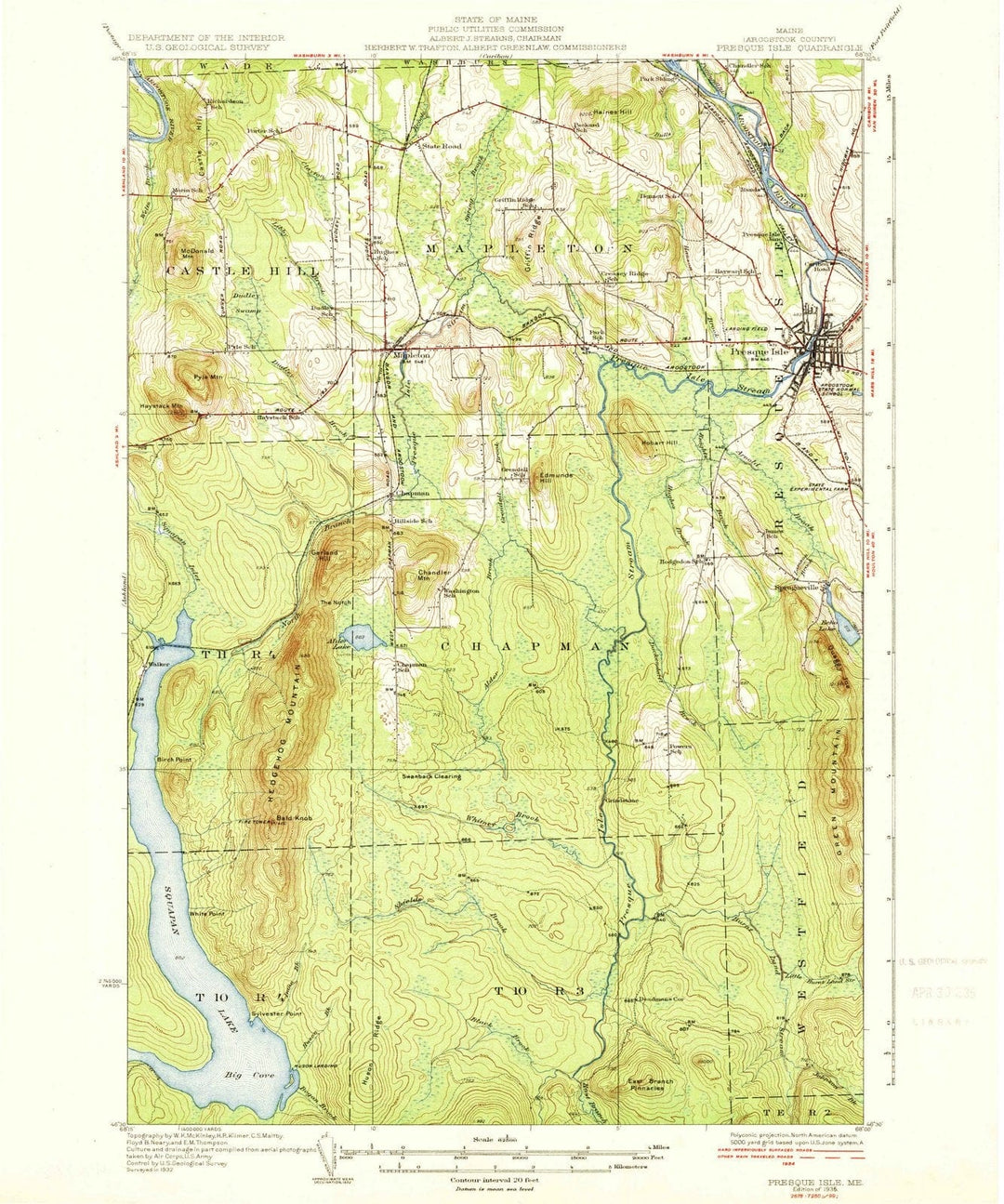 1935 Presque Isle, ME - Maine - USGS Topographic Map