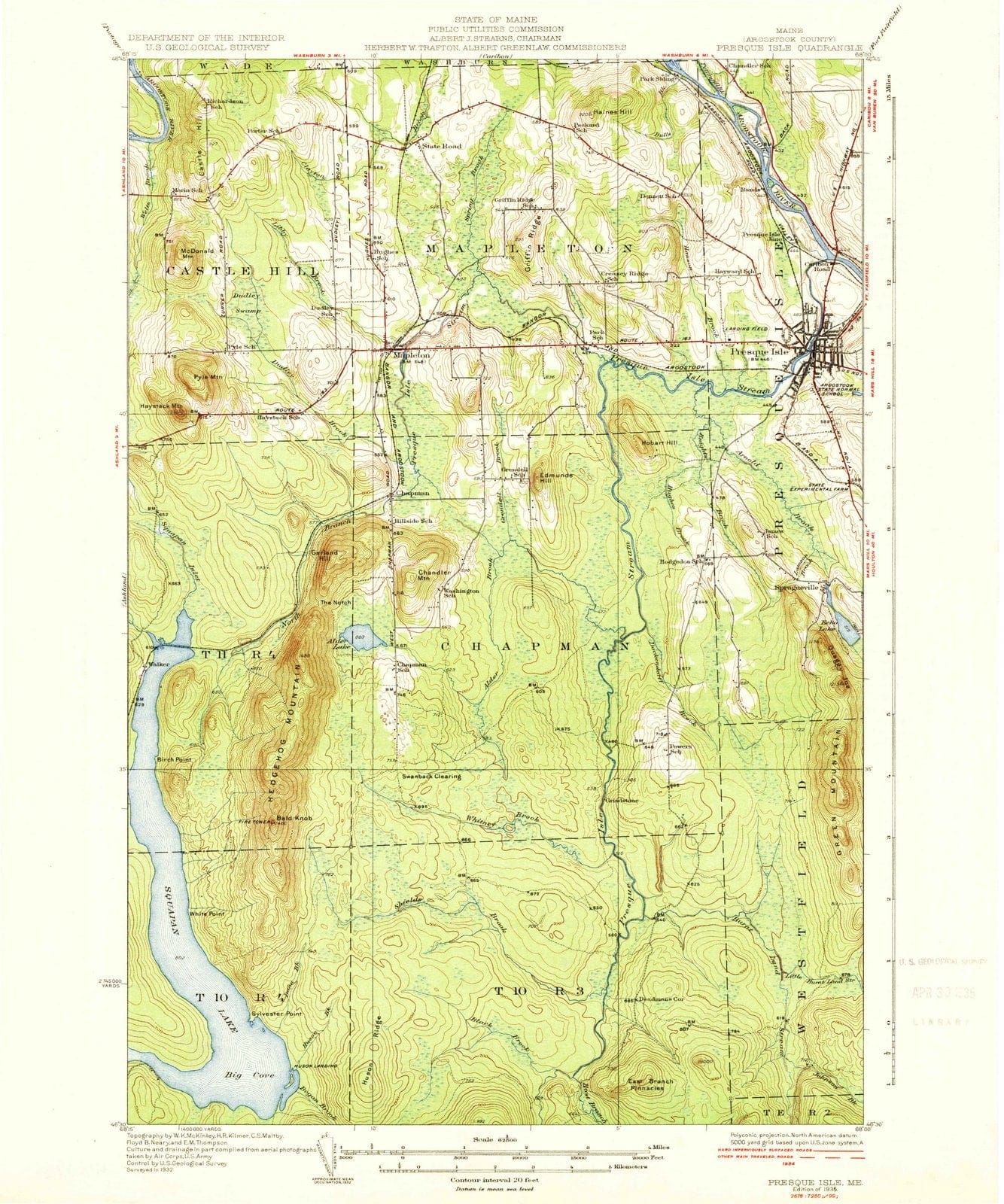 1935 Presque Isle, ME - Maine - USGS Topographic Map