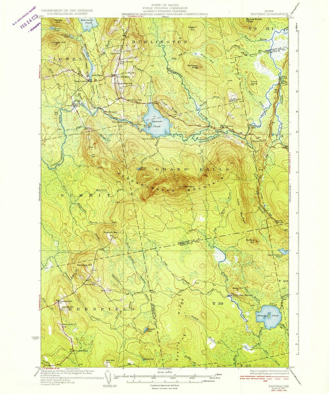 1934 Saponac, ME - Maine - USGS Topographic Map