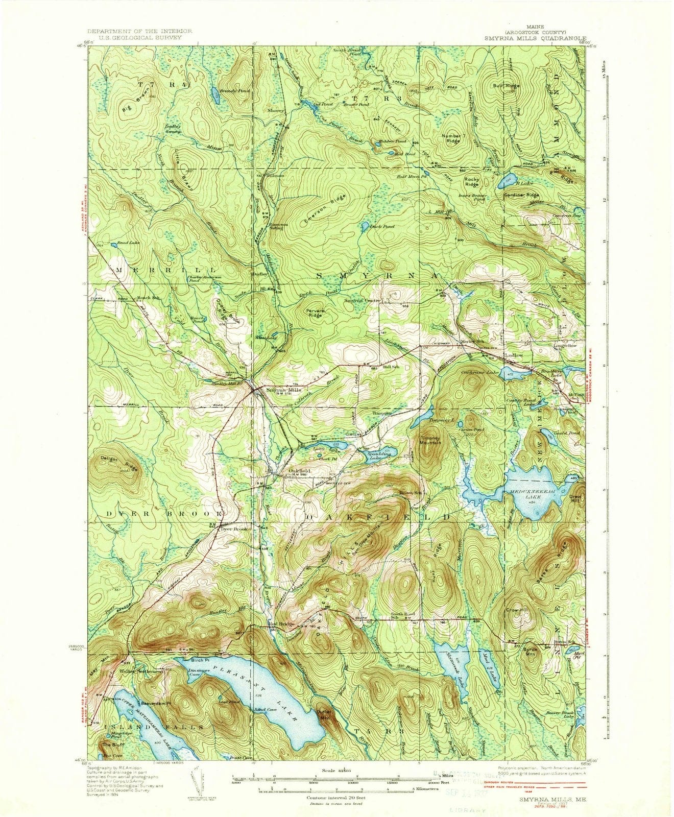 1937 Smyrna Mills, ME - Maine - USGS Topographic Map