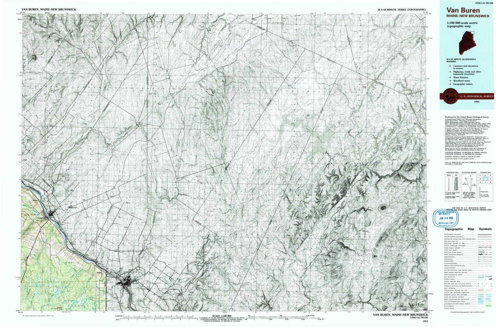 1993 Van Buren, ME - Maine - USGS Topographic Map