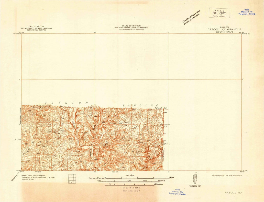 1937 Cabool, MO - Missouri - USGS Topographic Map