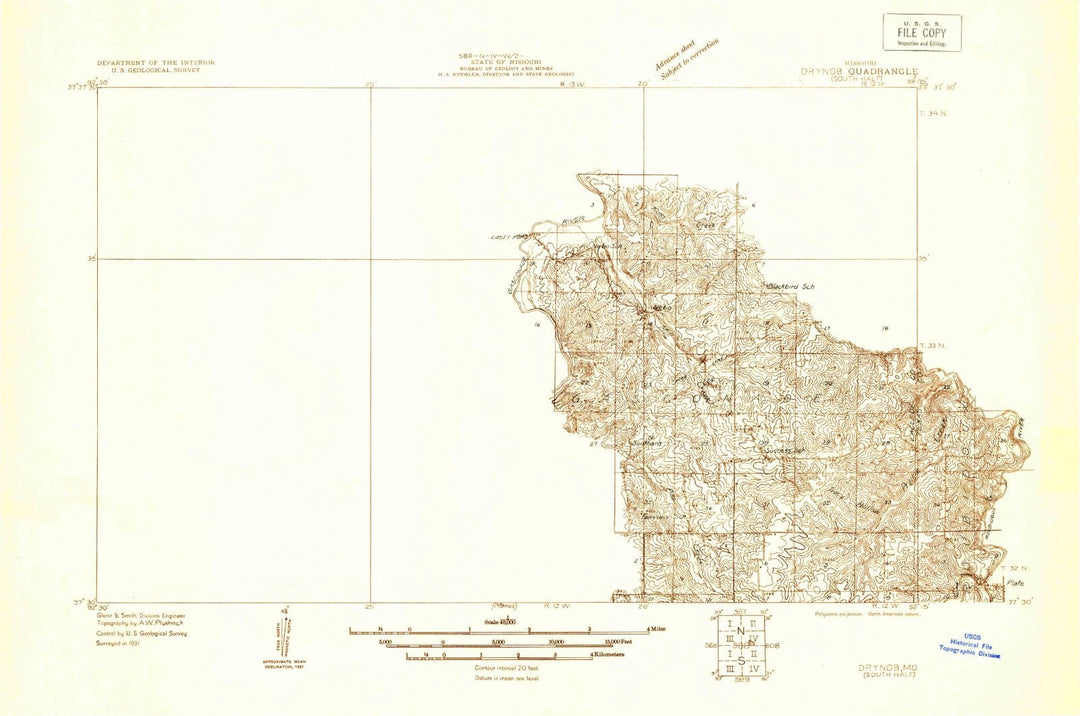 1931 Drynob, MO - Missouri - USGS Topographic Map