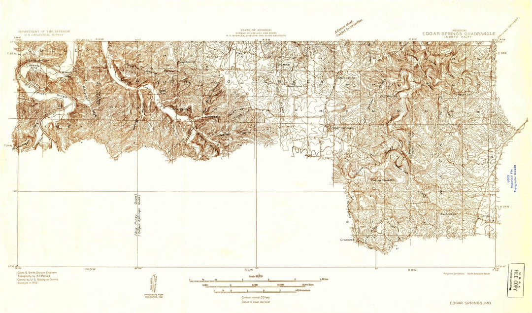 1932 Edgar Springs, MO - Missouri - USGS Topographic Map