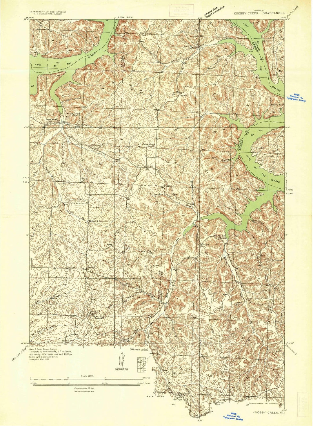 1935 Knobby Creek, MO - Missouri - USGS Topographic Map