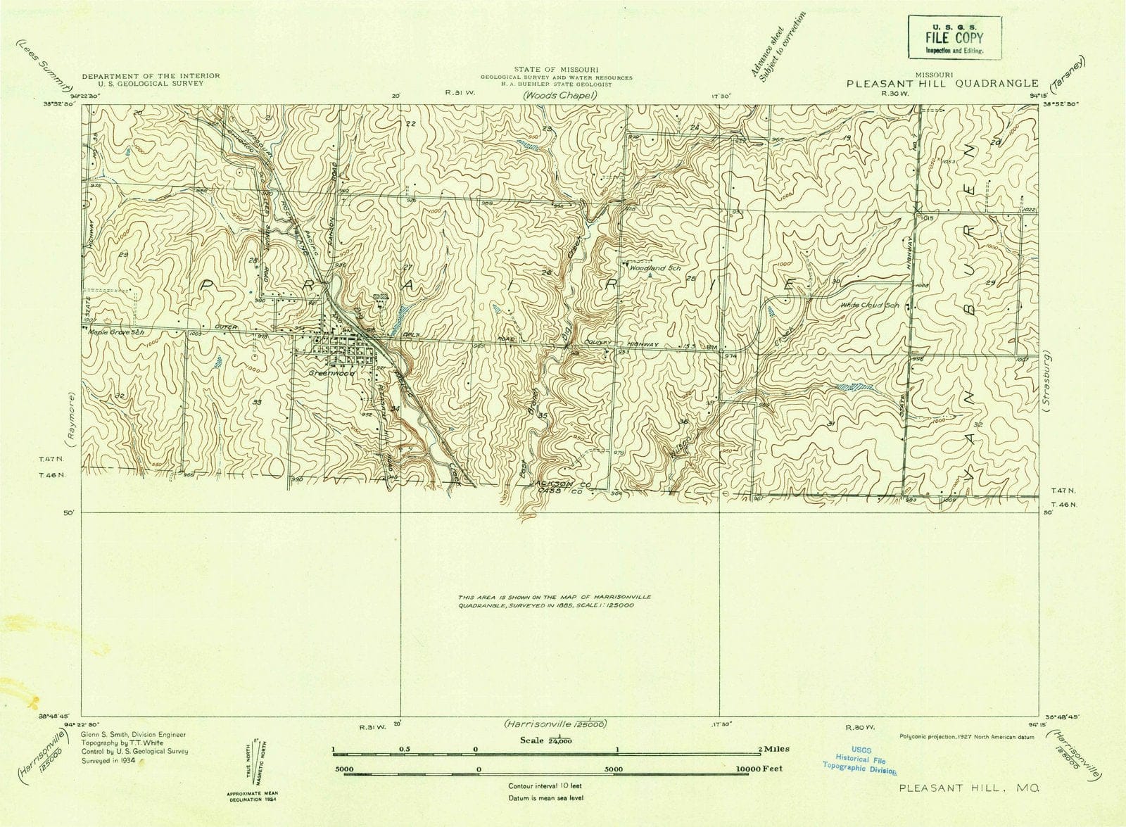 1934 Pleasant Hill, MO - Missouri - USGS Topographic Map