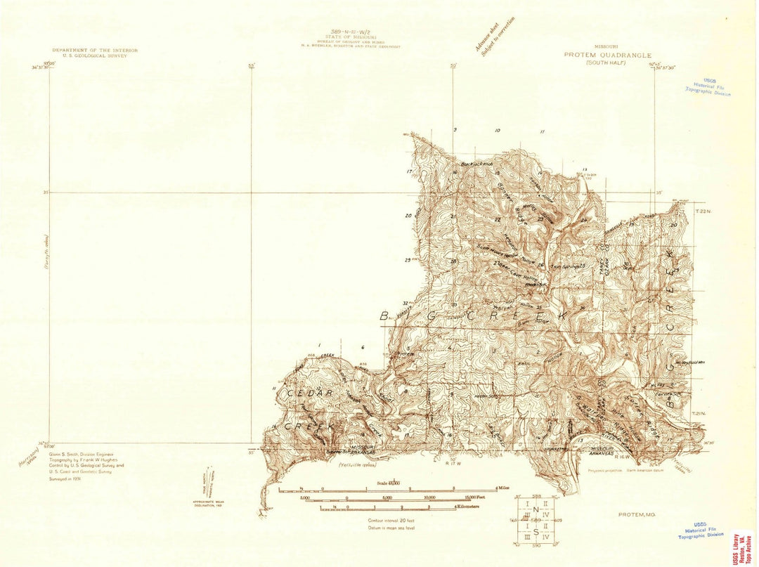 1931 Protem, MO - Missouri - USGS Topographic Map