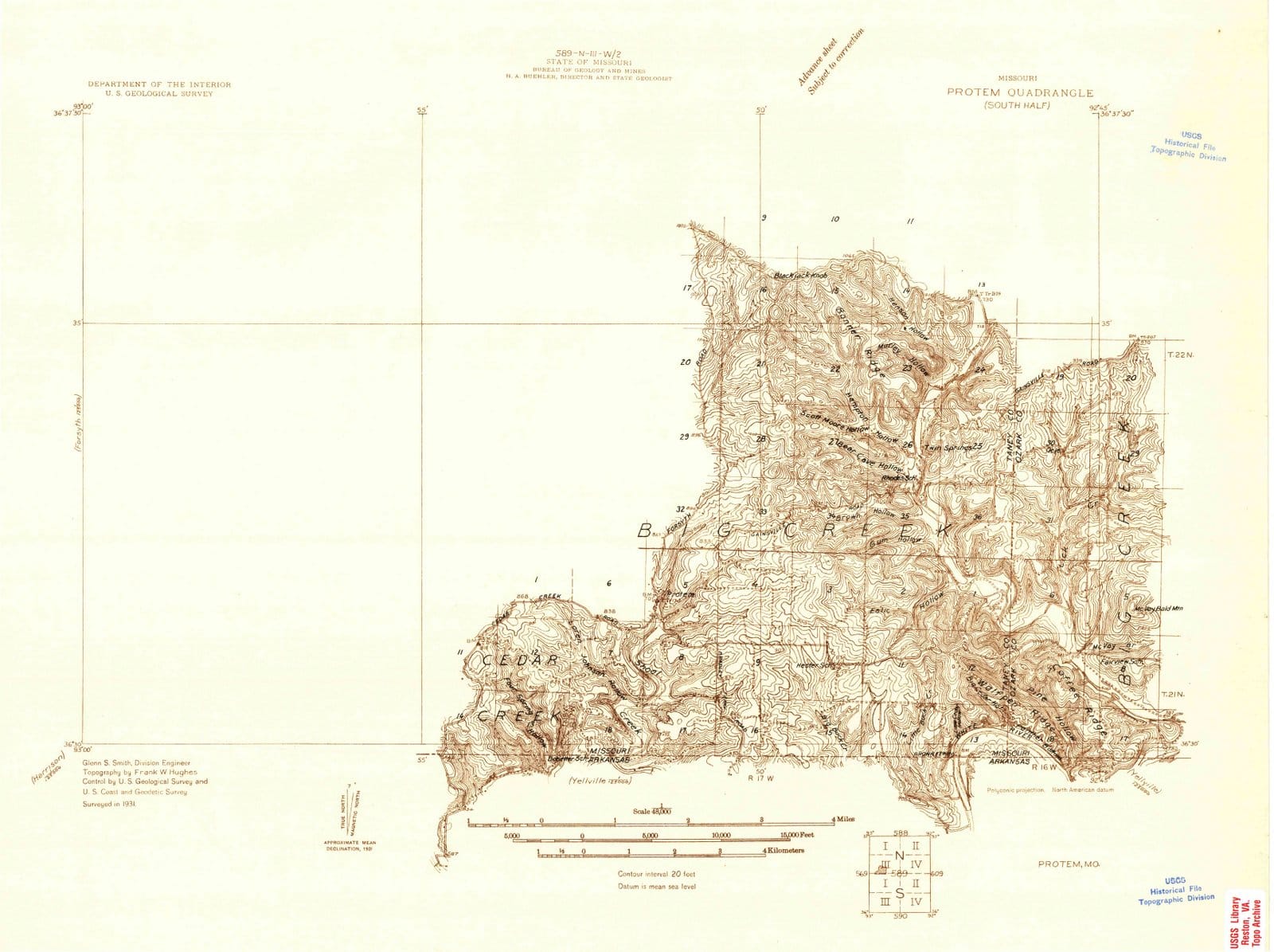 1931 Protem, MO - Missouri - USGS Topographic Map