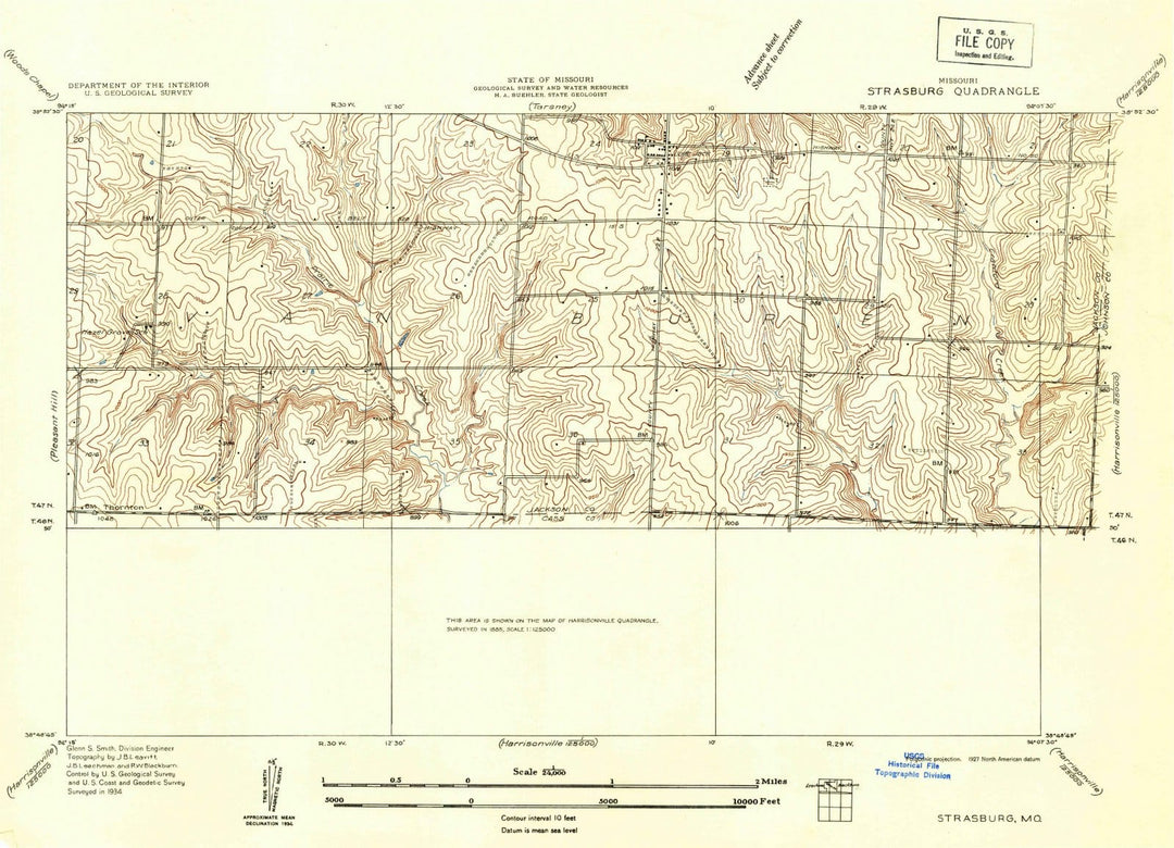 1934 Strasburg, MO - Missouri - USGS Topographic Map