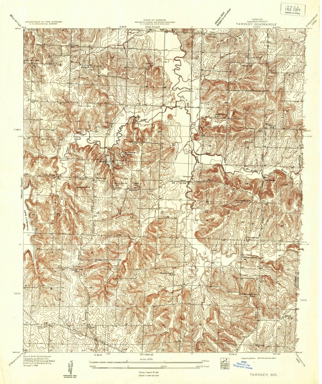 1935 Tarsney, MO - Missouri - USGS Topographic Map