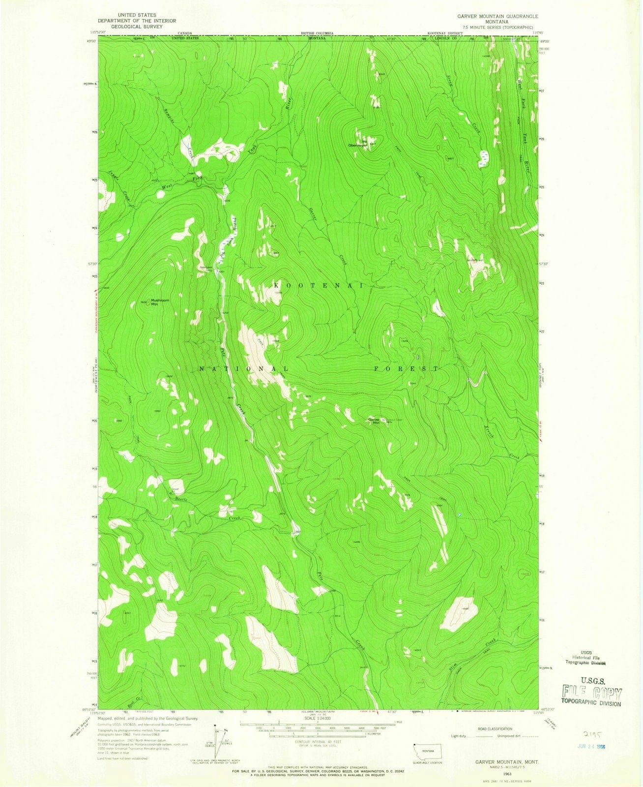 1963 Garver Mountain, MT - Montana - USGS Topographic Map