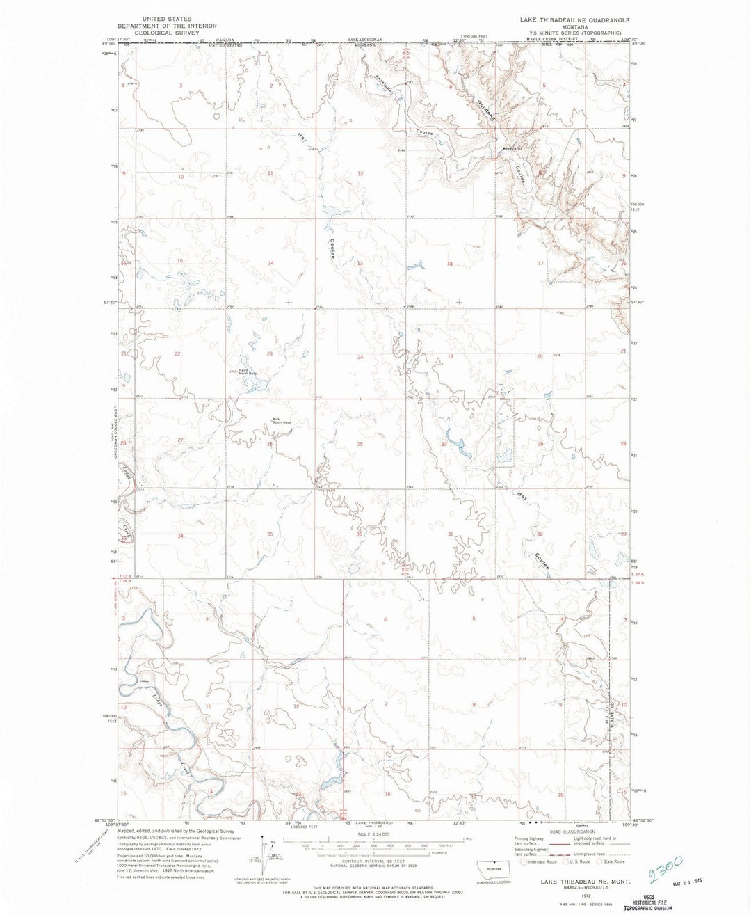 1972 Lake Thibadeau, MT - Montana - USGS Topographic Map v3