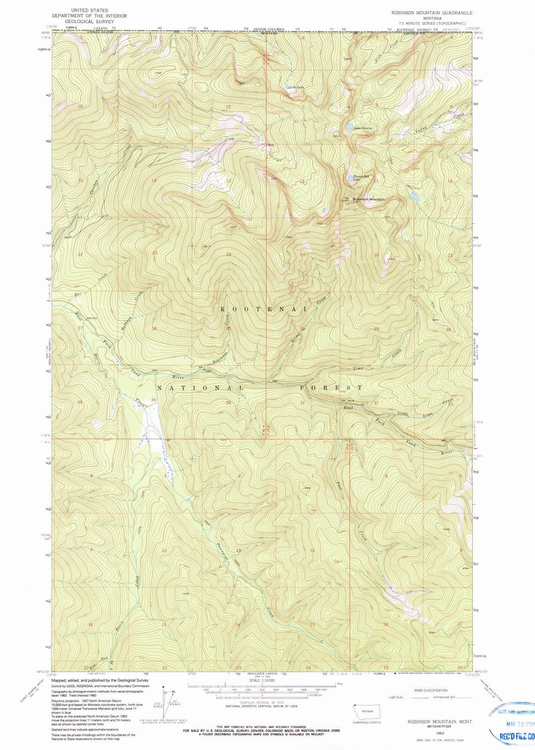 1963 Robinson Mountain, MT - Montana - USGS Topographic Map