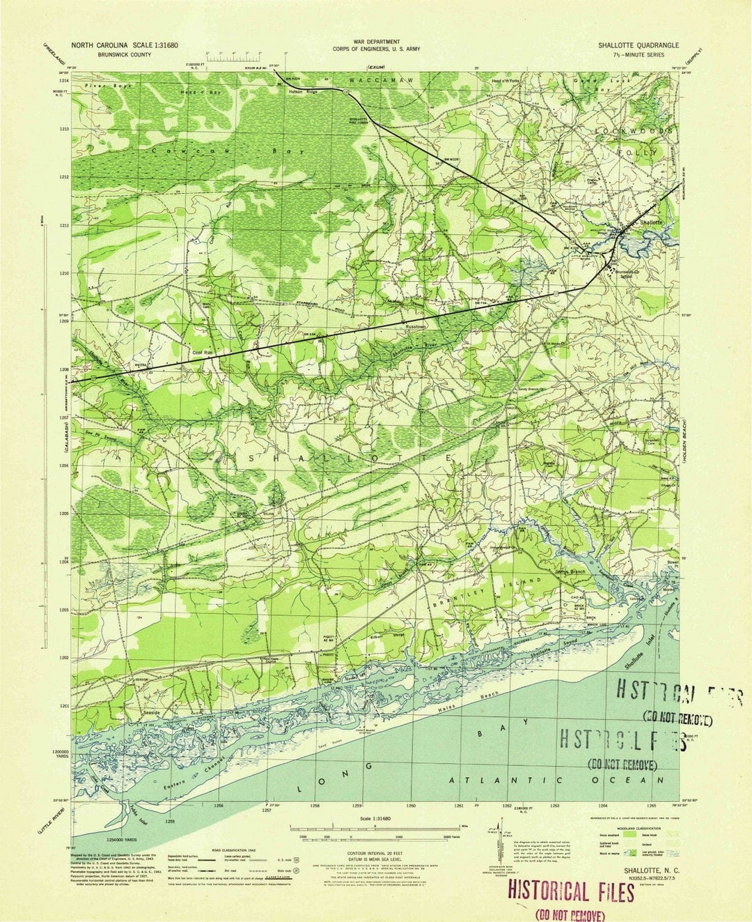 1944 Shallotte, NC - North Carolina - USGS Topographic Map