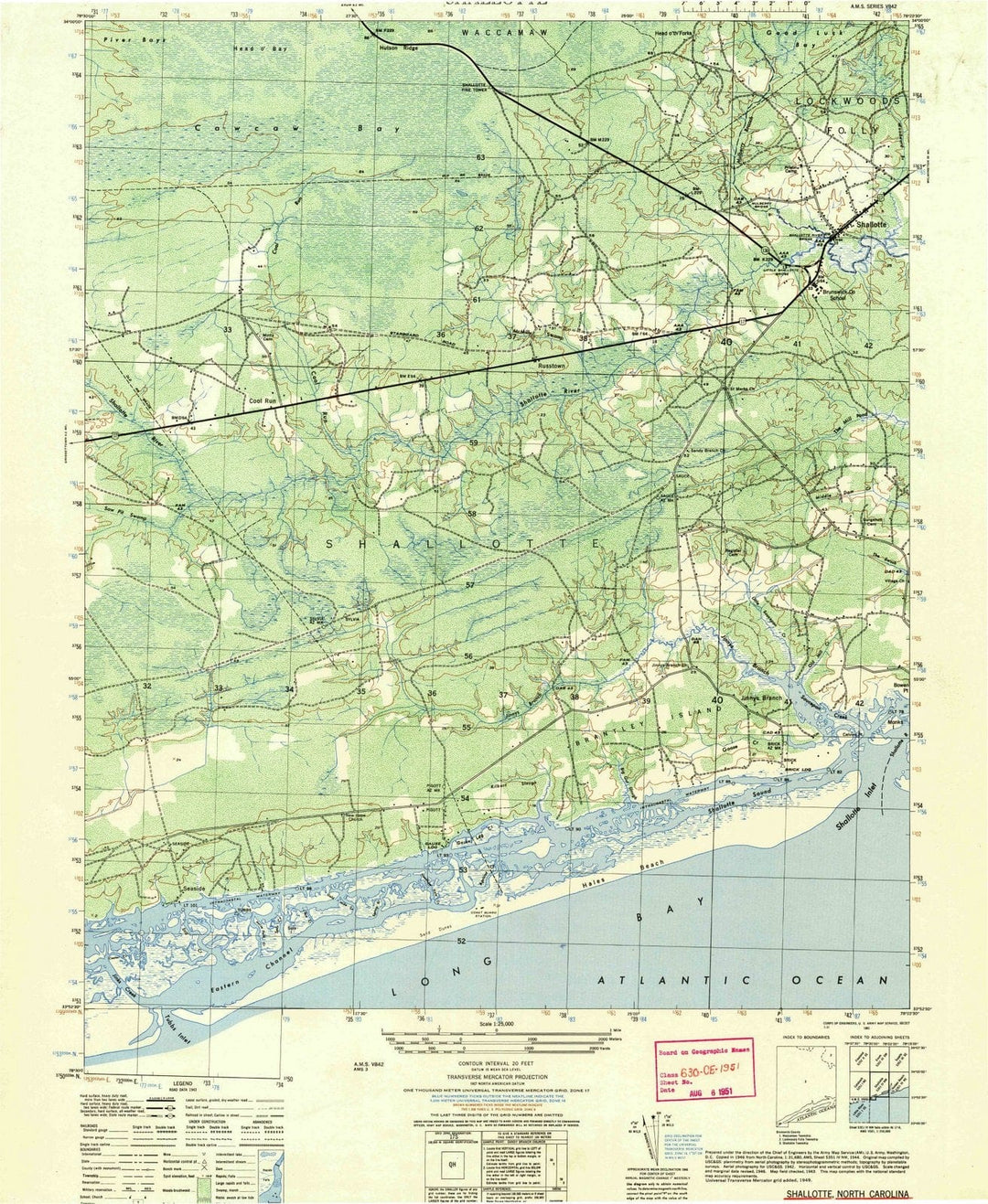 1950 Shallotte, NC - North Carolina - USGS Topographic Map