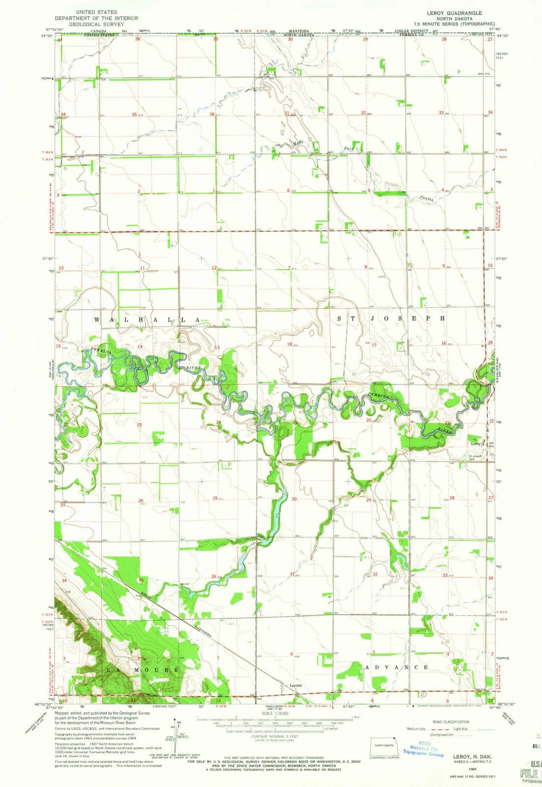 1964 Leroy, ND - North Dakota - USGS Topographic Map