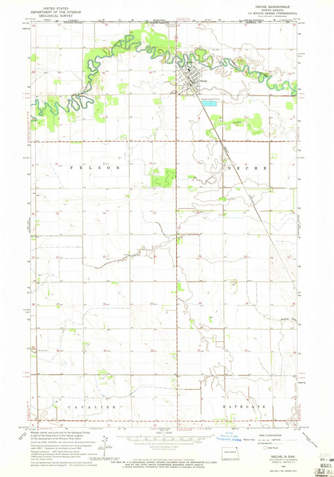 1964 Neche, ND - North Dakota - USGS Topographic Map