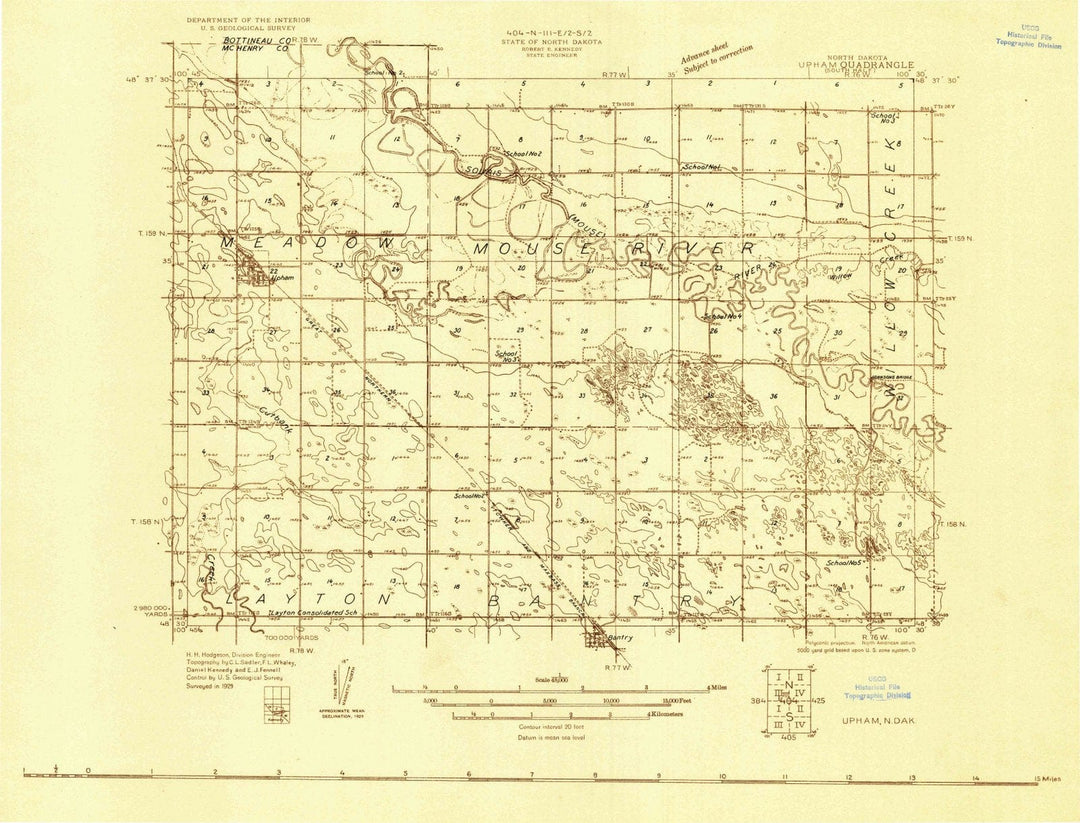 1929 Upham, ND - North Dakota - USGS Topographic Map