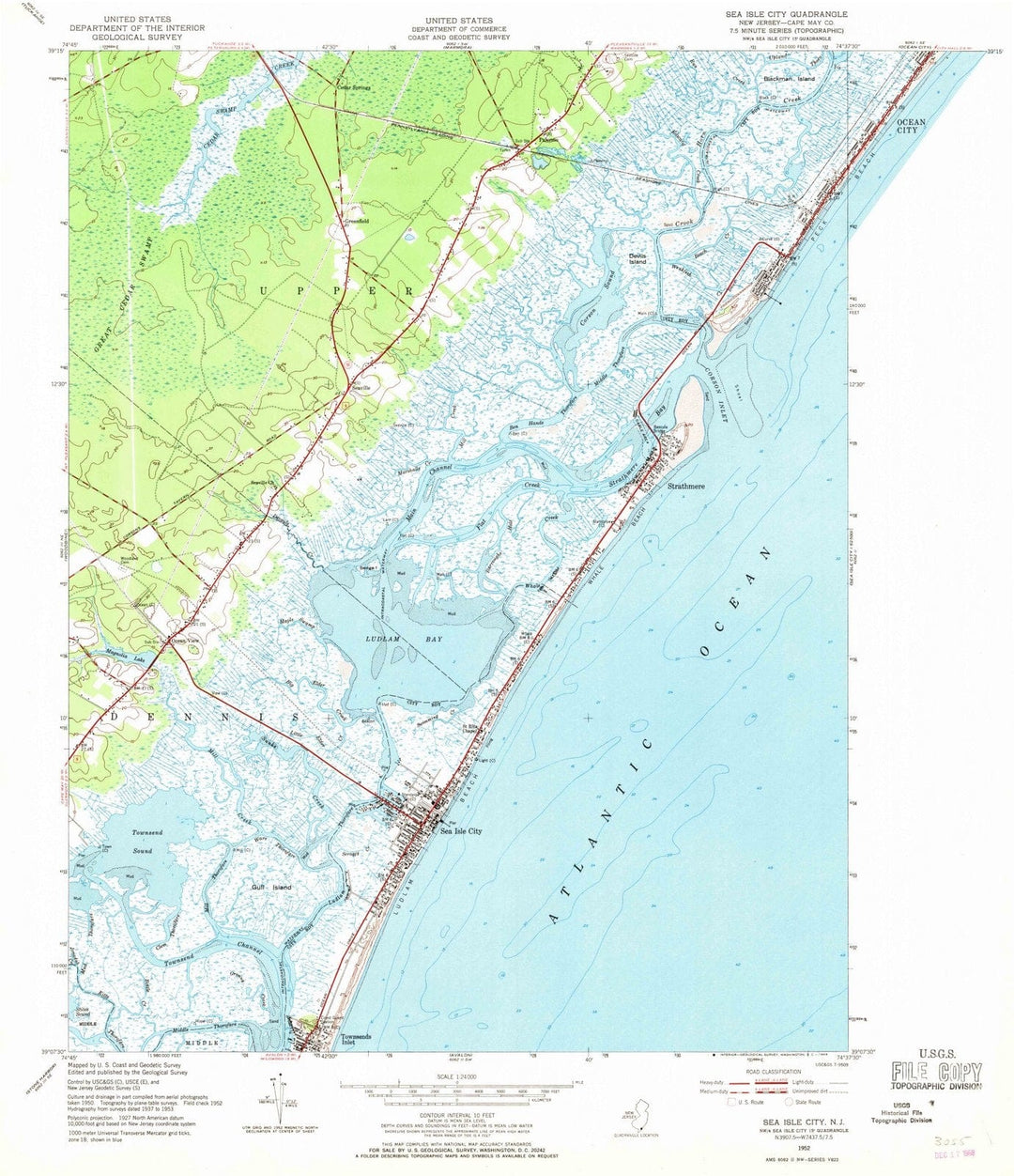 1952 Sea Isle City, NJ - New Jersey - USGS Topographic Map