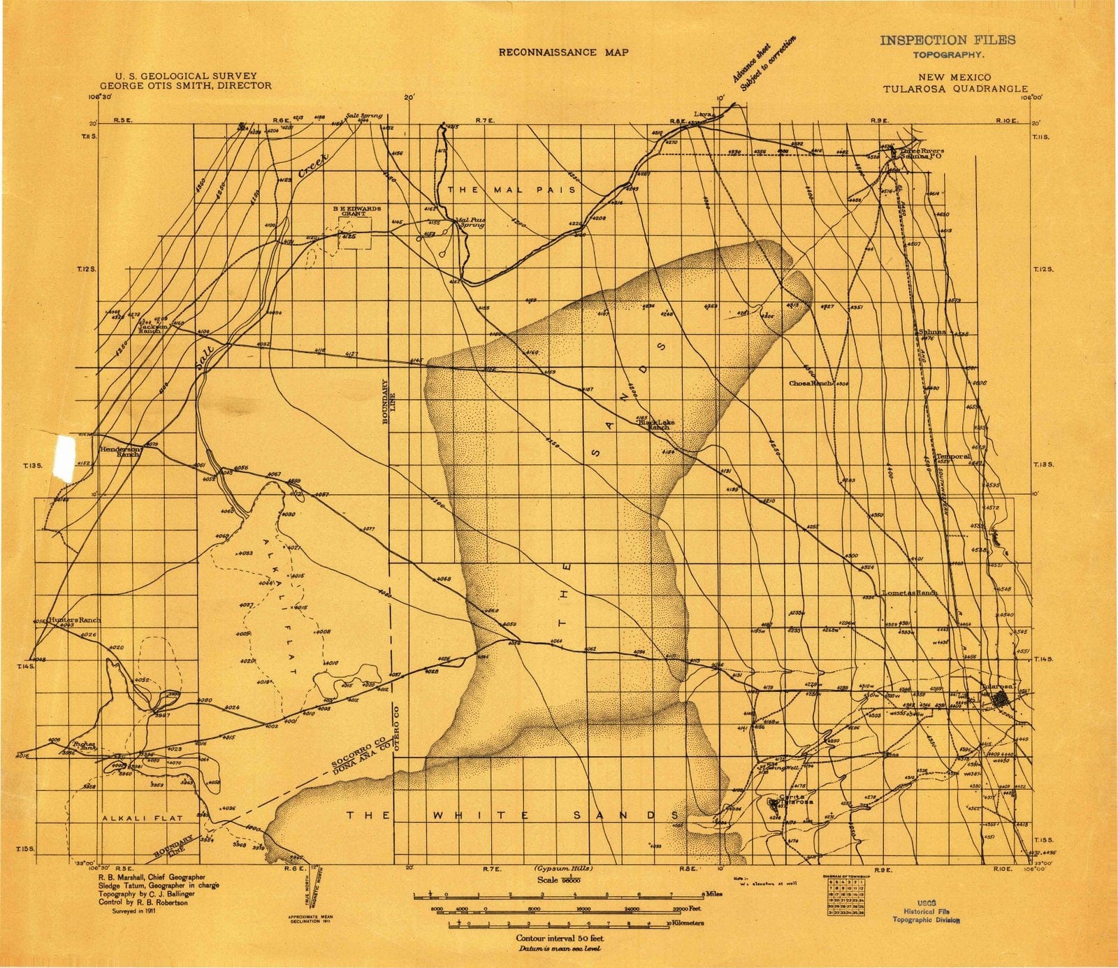 1911 Tularosa, NM - New Mexico - USGS Topographic Map