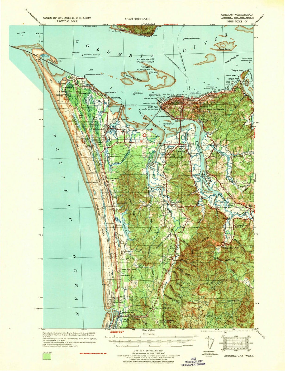 1939 Astoria, OR - Oregon - USGS Topographic Map